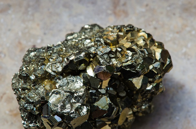 A close-up of a chunk of pyrite.