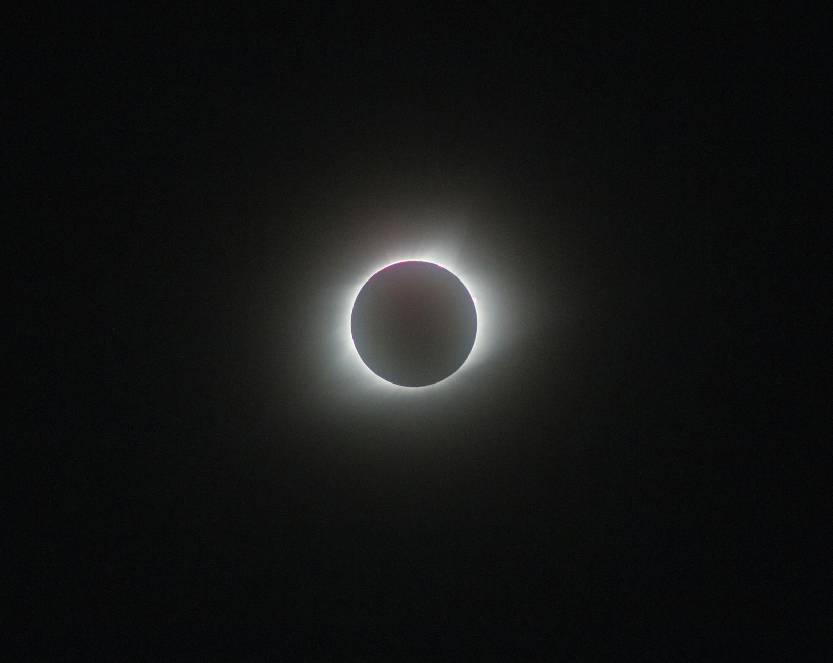 The corona around a total solar eclipse.